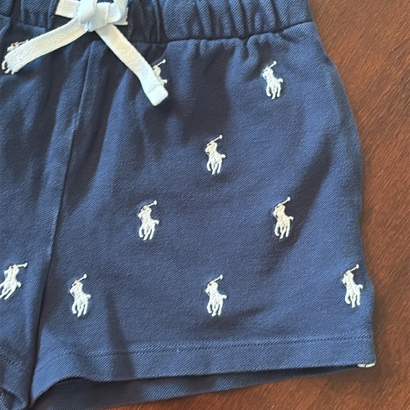 Polo Ralph Lauren Navy Blue Shorts White Embroidered Pony Drawstring Stretch - Picture 3 of 12